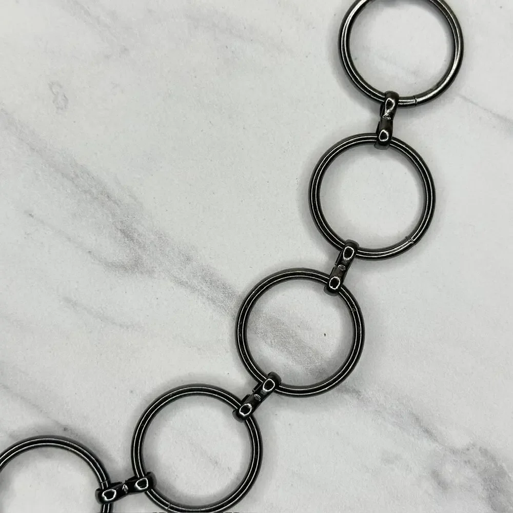 Rhinestone Black Gunmetal Chain Link Belt One Size (OS) ✨